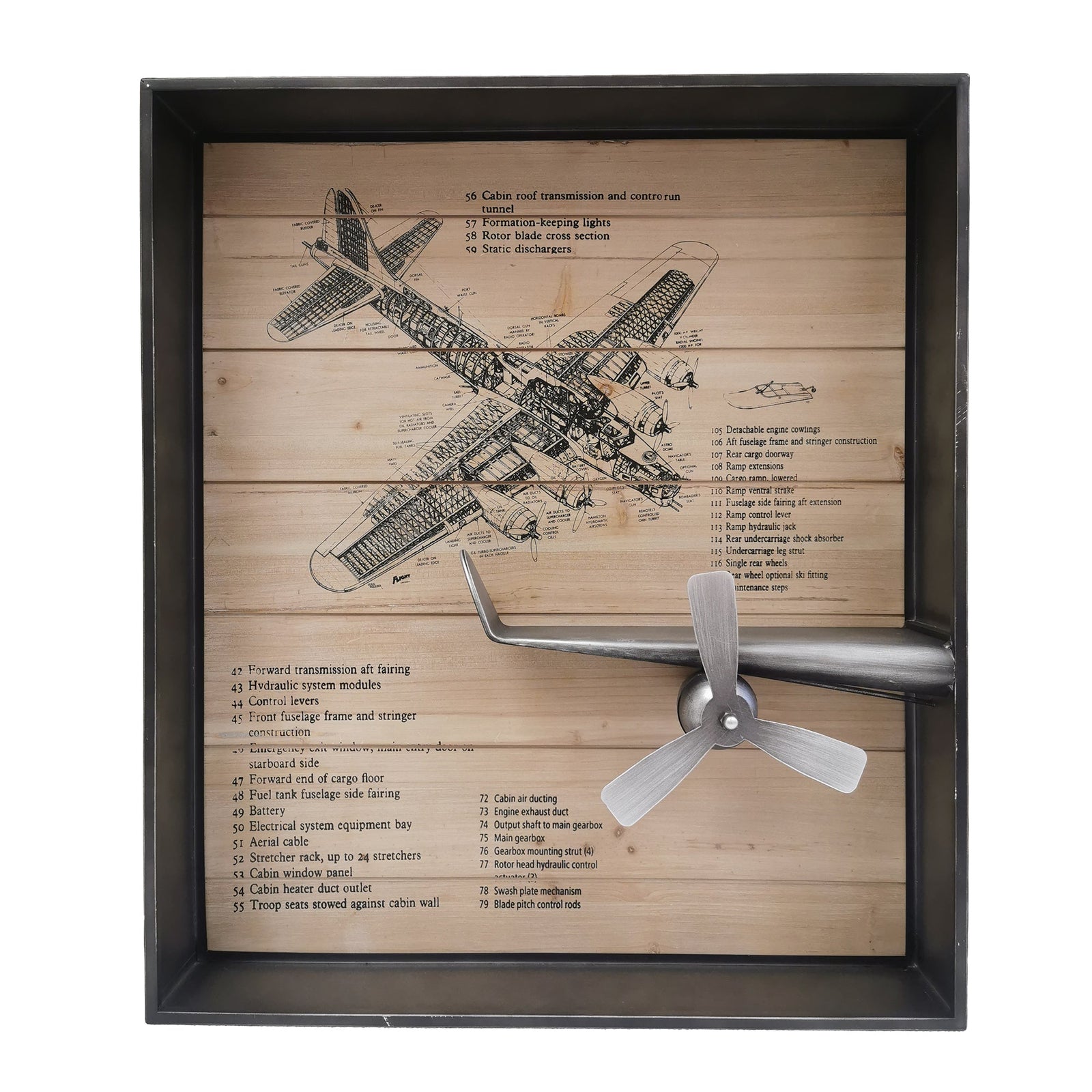 Metallic Vintage Airplane Wall Art with Clock, Set of 3 by Peterson Housewares & Artwares