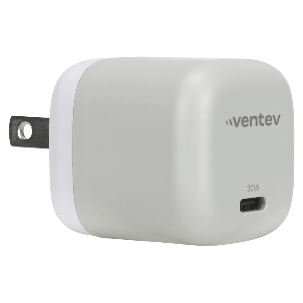 Ventev 30W PD PPS USB C GaN Mini Wall Charger Gray, White by Ventev