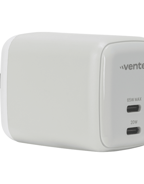 Load image into Gallery viewer, Ventev 65W ULTRAFAST USB C Universal Dual GaN Mini Wall Charger Gray, White by Ventev

