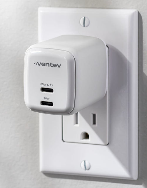 Load image into Gallery viewer, Ventev 65W ULTRAFAST USB C Universal Dual GaN Mini Wall Charger Gray, White by Ventev

