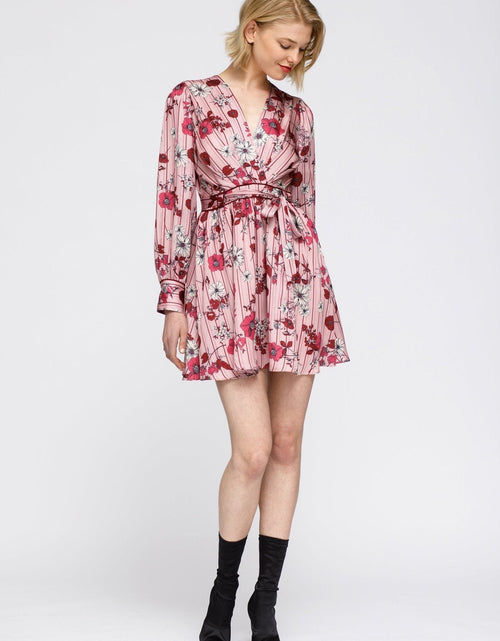 Load image into Gallery viewer, Women's Pajama floral Satin Wrap Front Flared Dress by Shop at Konus
