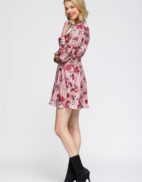 Load image into Gallery viewer, Women's Pajama floral Satin Wrap Front Flared Dress by Shop at Konus
