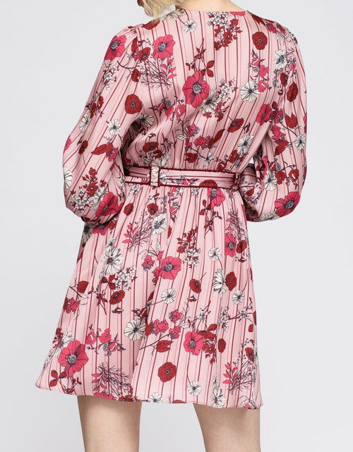 Load image into Gallery viewer, Women's Pajama floral Satin Wrap Front Flared Dress by Shop at Konus
