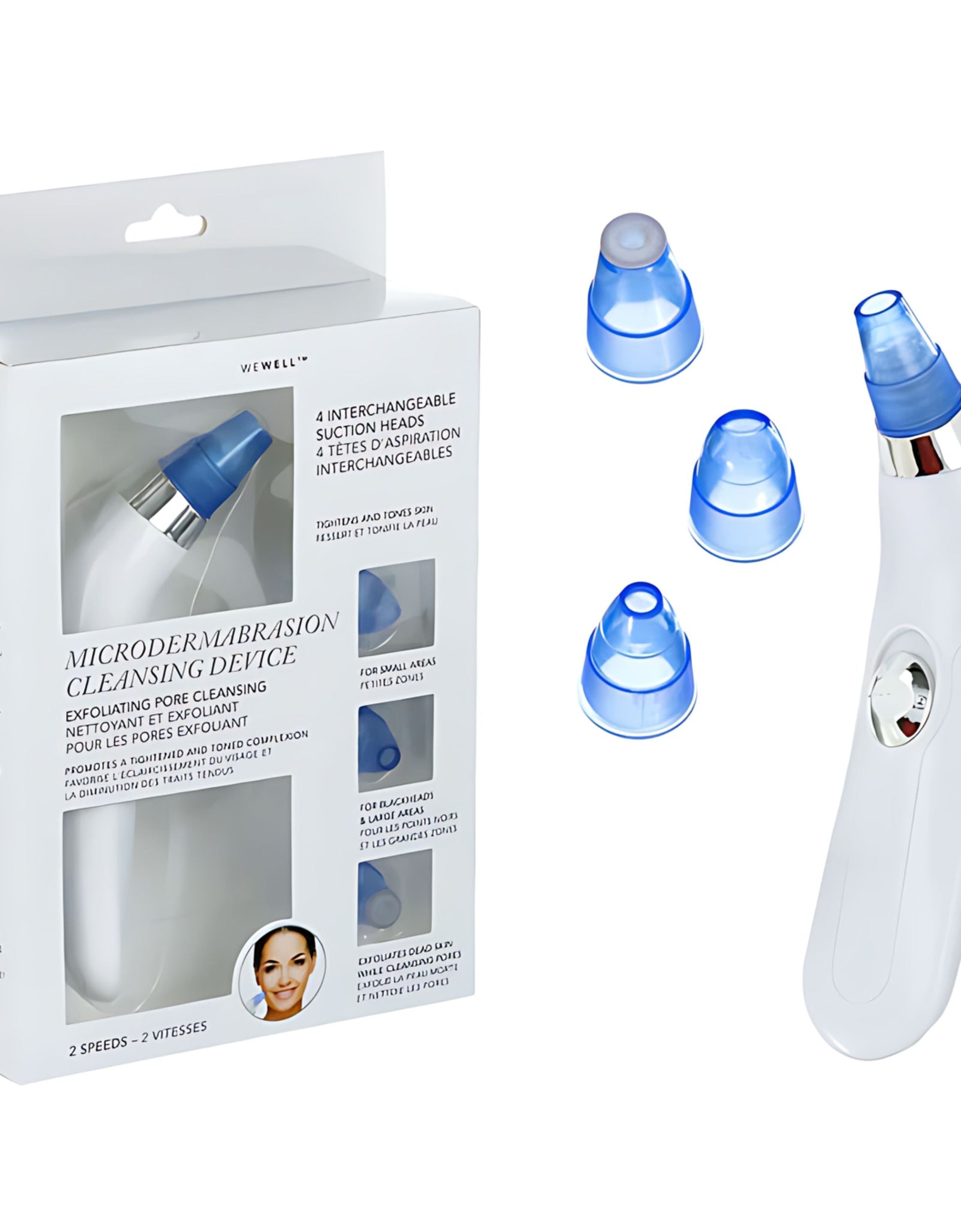 Microdermabrasion Pore Cleansing Device with 4 Interchangeable Suction Heads