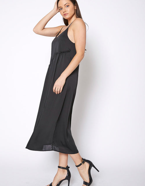 Load image into Gallery viewer, Women's Diagonal Patched Spaghetti Strap Maxi Dress In Black by Shop at Konus
