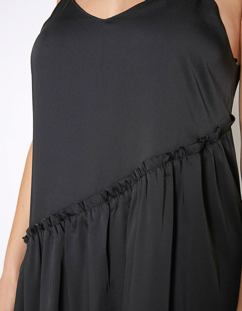 Load image into Gallery viewer, Women's Diagonal Patched Spaghetti Strap Maxi Dress In Black by Shop at Konus
