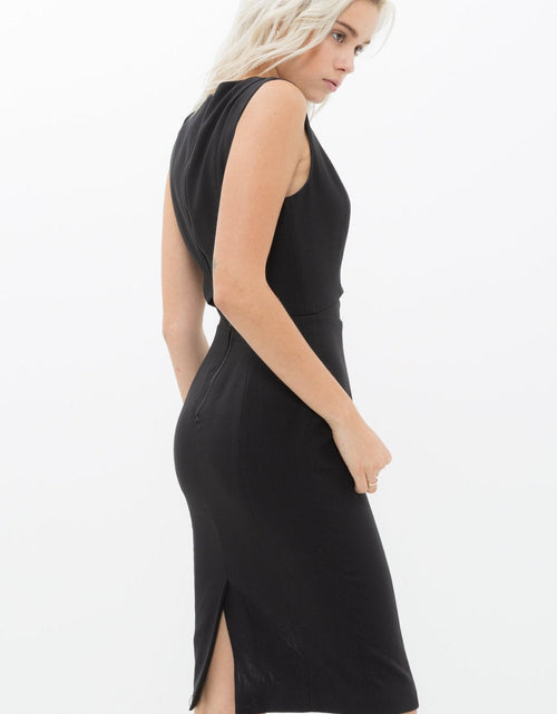 Load image into Gallery viewer, Women's Set Impression Keyhole Front Midi Dress In Black by Shop at Konus
