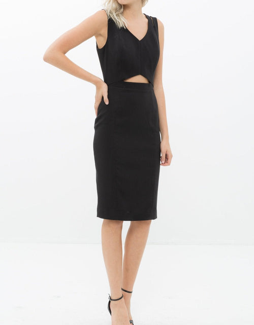 Load image into Gallery viewer, Women's Set Impression Keyhole Front Midi Dress In Black by Shop at Konus
