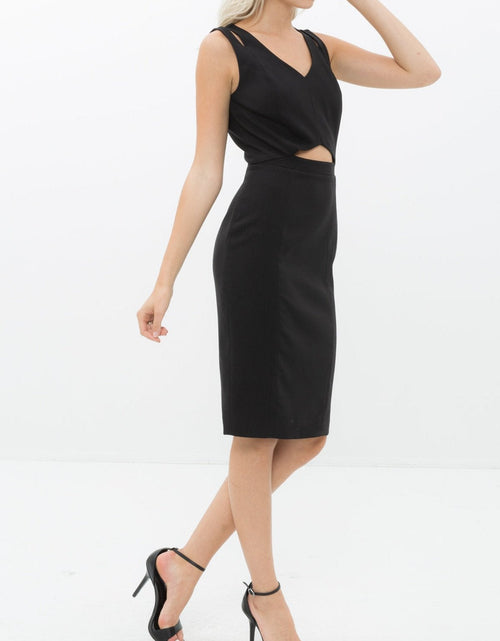 Load image into Gallery viewer, Women's Set Impression Keyhole Front Midi Dress In Black by Shop at Konus
