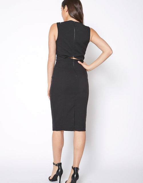 Load image into Gallery viewer, Women's Set Impression Keyhole Front Midi Dress In Black by Shop at Konus
