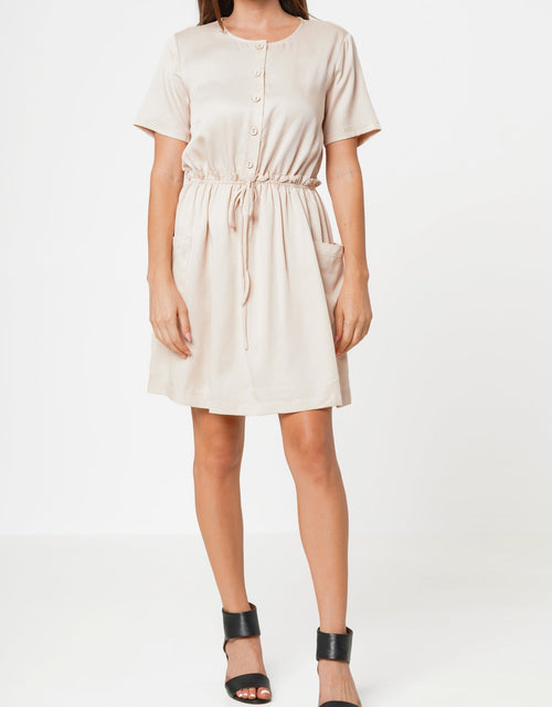 Load image into Gallery viewer, Women's Short Sleeve Utility Dress in Sand by Shop at Konus
