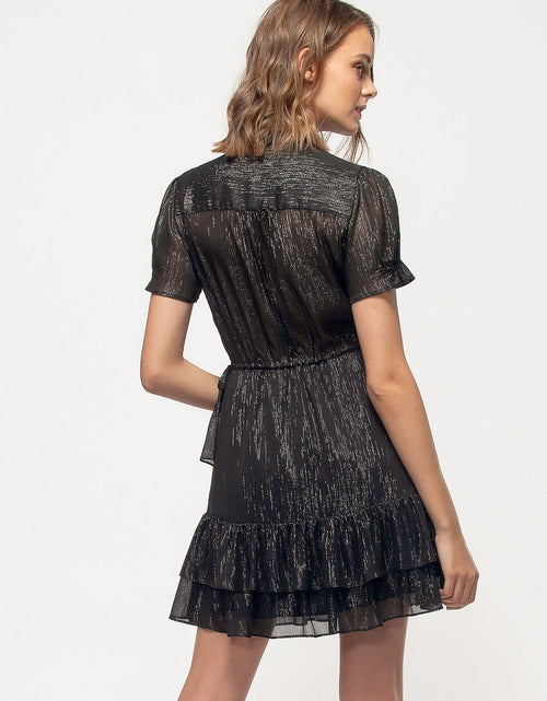 Load image into Gallery viewer, Women's Lurex Yoryu Ruffle Dress In Black by Shop at Konus
