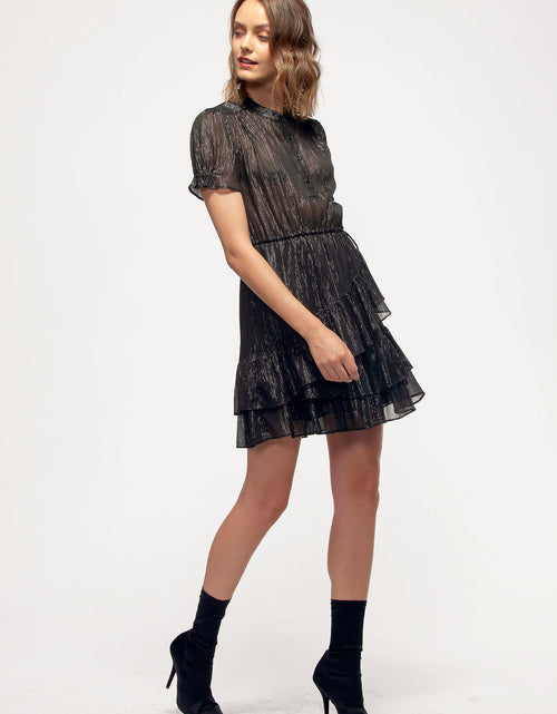 Load image into Gallery viewer, Women's Lurex Yoryu Ruffle Dress In Black by Shop at Konus
