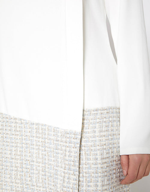 Load image into Gallery viewer, Tweed Hem Faux Wrap Dress In Ivory by Shop at Konus
