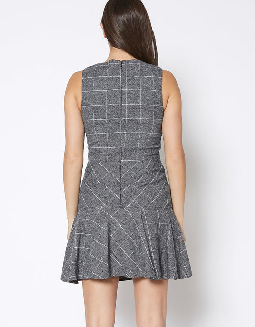 Load image into Gallery viewer, Women's Fit &amp; Flare Tank Dress In Gray Plaid by Shop at Konus
