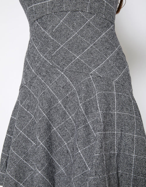Load image into Gallery viewer, Women's Fit &amp; Flare Tank Dress In Gray Plaid by Shop at Konus
