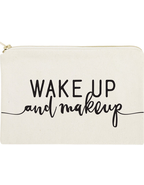 Load image into Gallery viewer, Wake Up and Makeup Cotton Canvas Cosmetic Bag by The Cotton &amp; Canvas Co.
