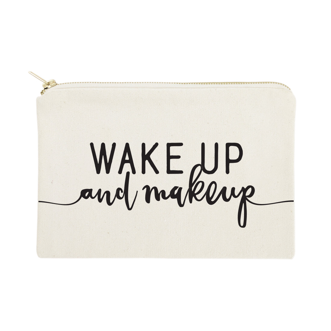 Wake Up and Makeup Cotton Canvas Cosmetic Bag by The Cotton & Canvas Co.
