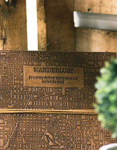 Load image into Gallery viewer, Wanderlust 7x7 Artist Handmade Leather Journal by Soothi
