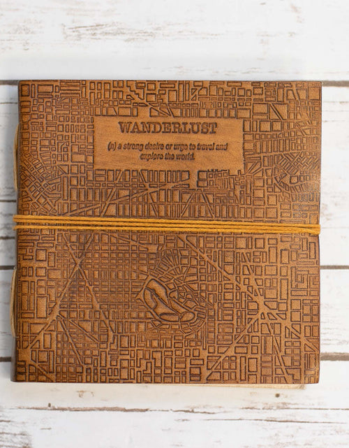 Load image into Gallery viewer, Wanderlust 7x7 Artist Handmade Leather Journal by Soothi
