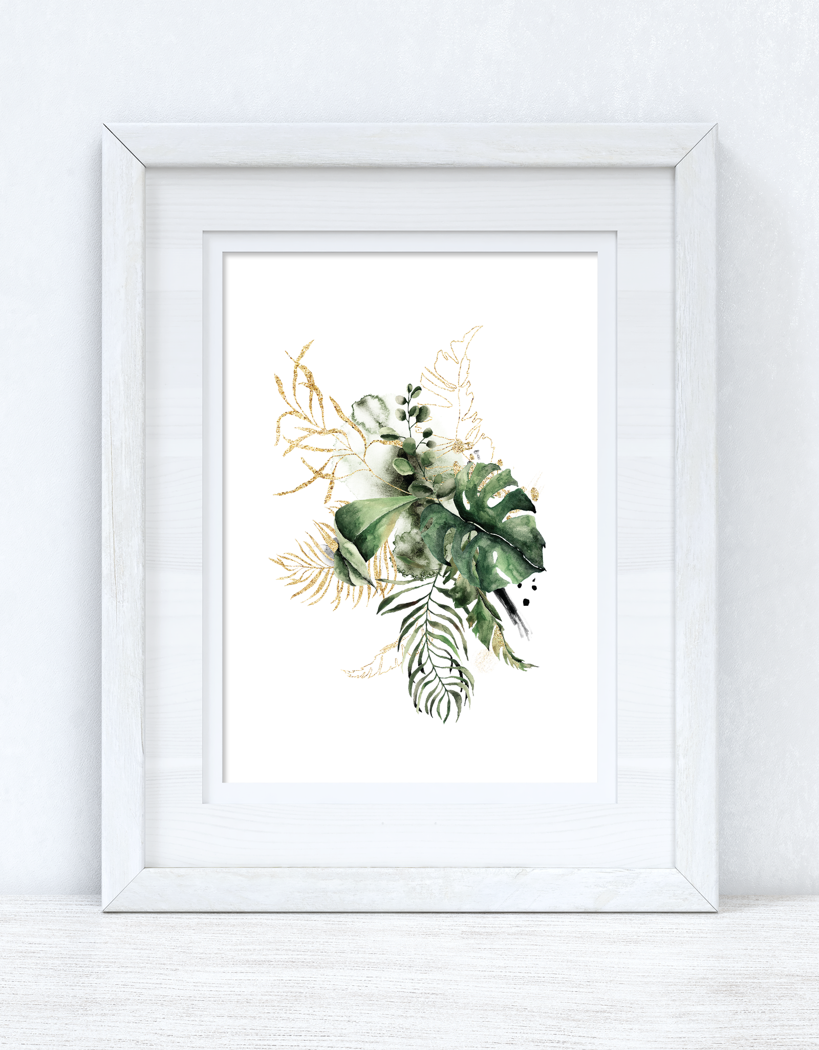 Watercolour Gold Greenery Madness Bedroom Home Kitchen Living Room Wall Decor Print by WinsterCreations™ Official Store