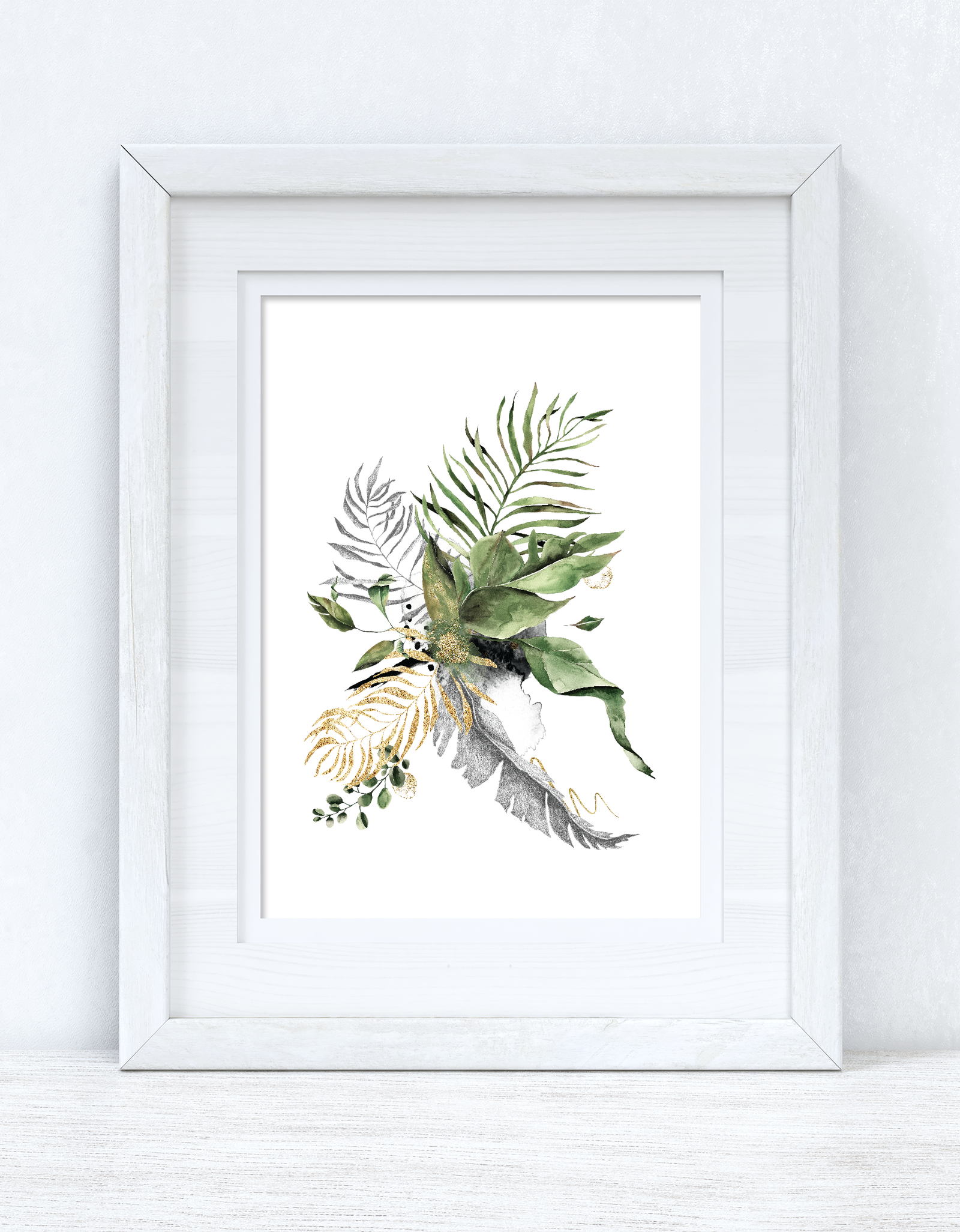 Watercolour Gold Greys Greenery Madness Bedroom Home Kitchen Living Room Wall Decor Print by WinsterCreations™ Official Store