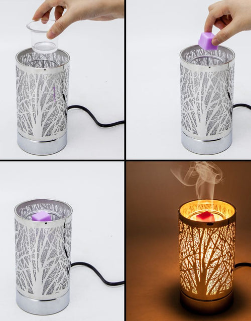 Load image into Gallery viewer, 7" touch lamp-Fragrance Wax Melts Warmer -Electric Candle Essential Oil Burner-Metal Silver Sunflower Table Decor by Peterson Housewares &amp; Artwares
