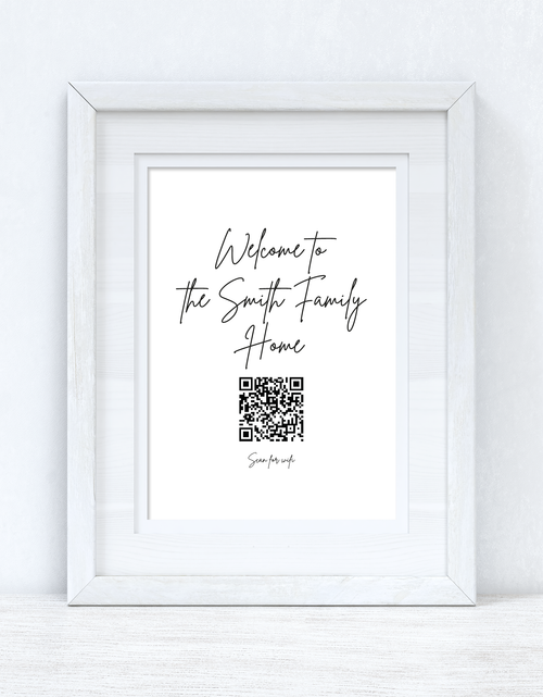 Load image into Gallery viewer, Welcome To The Surname Family Home Wifi QR Scan Home Wall Decor Print by WinsterCreations™ Official Store
