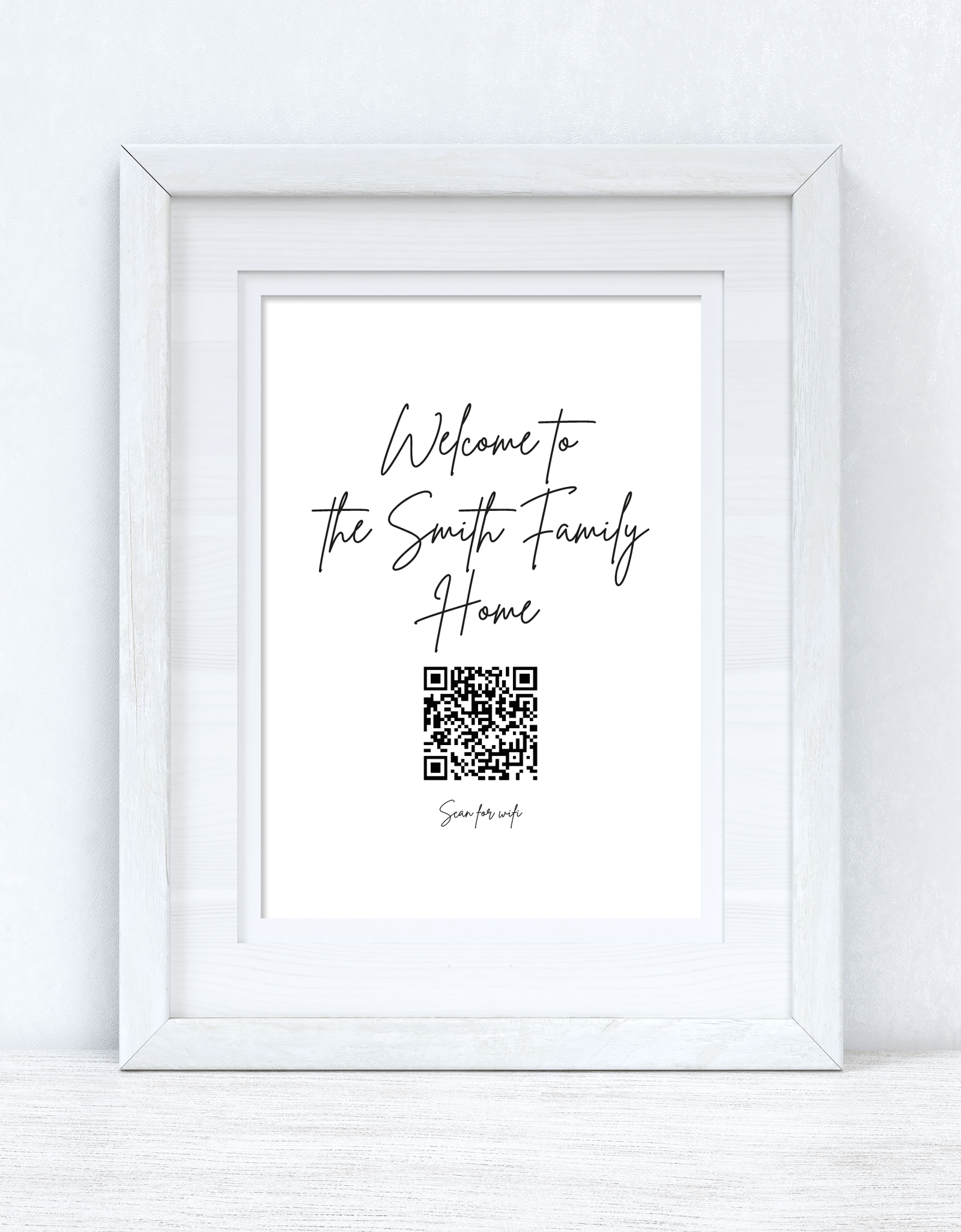 Welcome To The Surname Family Home Wifi QR Scan Home Wall Decor Print by WinsterCreations™ Official Store