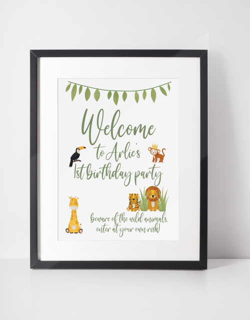 Load image into Gallery viewer, Welcome To Any Name &amp; Age Wild Safari Animals Birthday Party Decor Print by WinsterCreations™ Official Store
