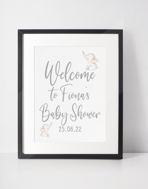 Load image into Gallery viewer, Welcome To Any Name Baby Shower Any Colour Wording Elephant Decor Print by WinsterCreations™ Official Store
