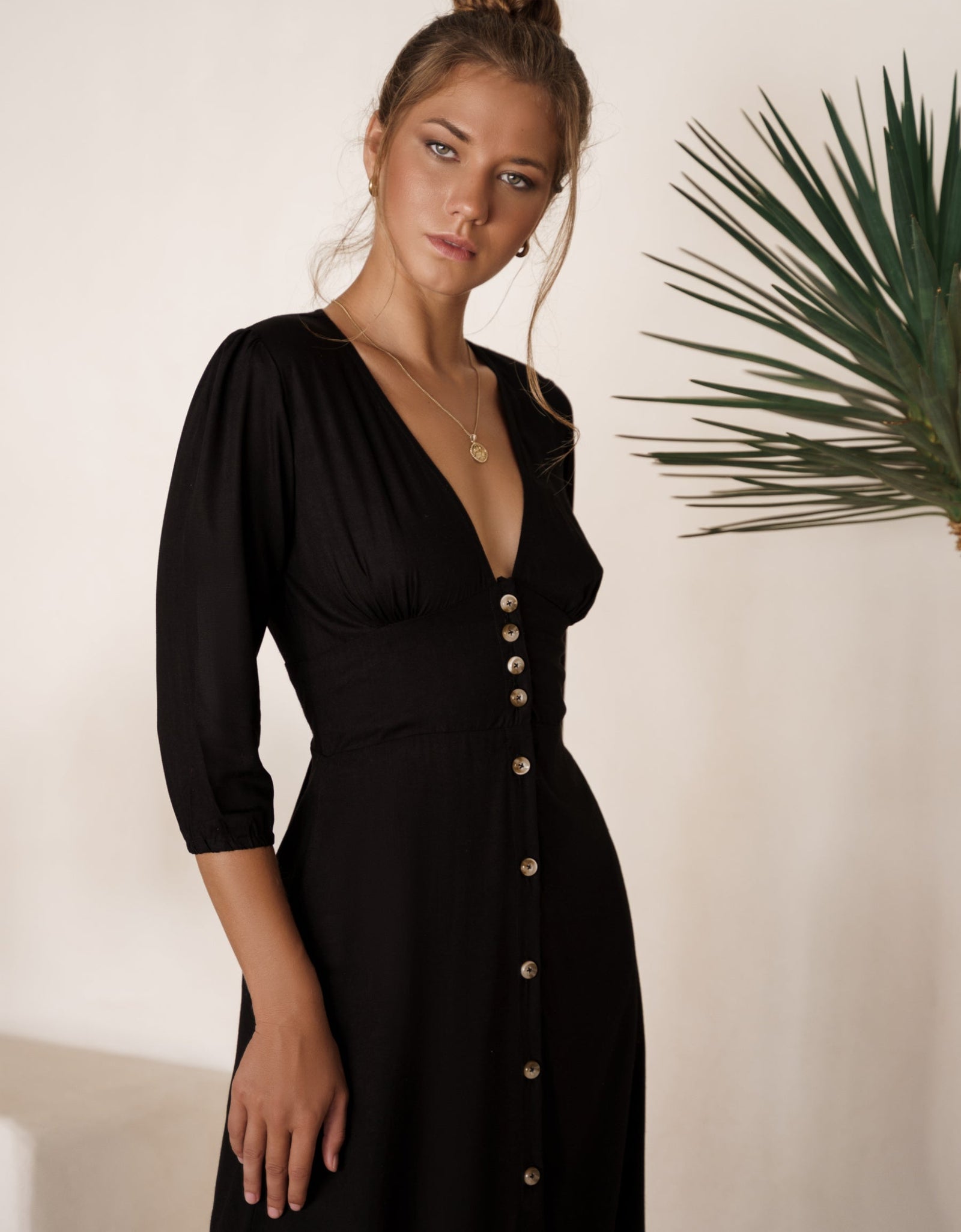Whisper Light Button up Midi Dress by ELF