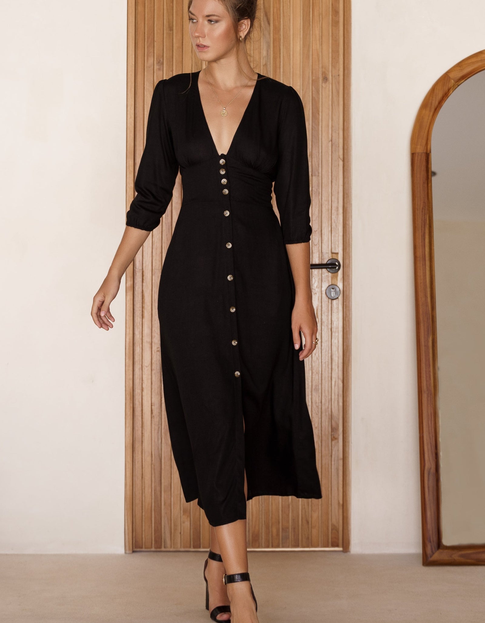Whisper Light Button up Midi Dress by ELF