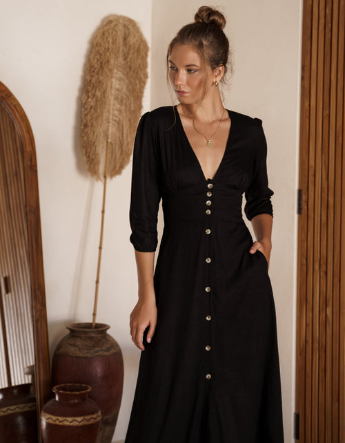 Load image into Gallery viewer, Whisper Light Button up Midi Dress by ELF

