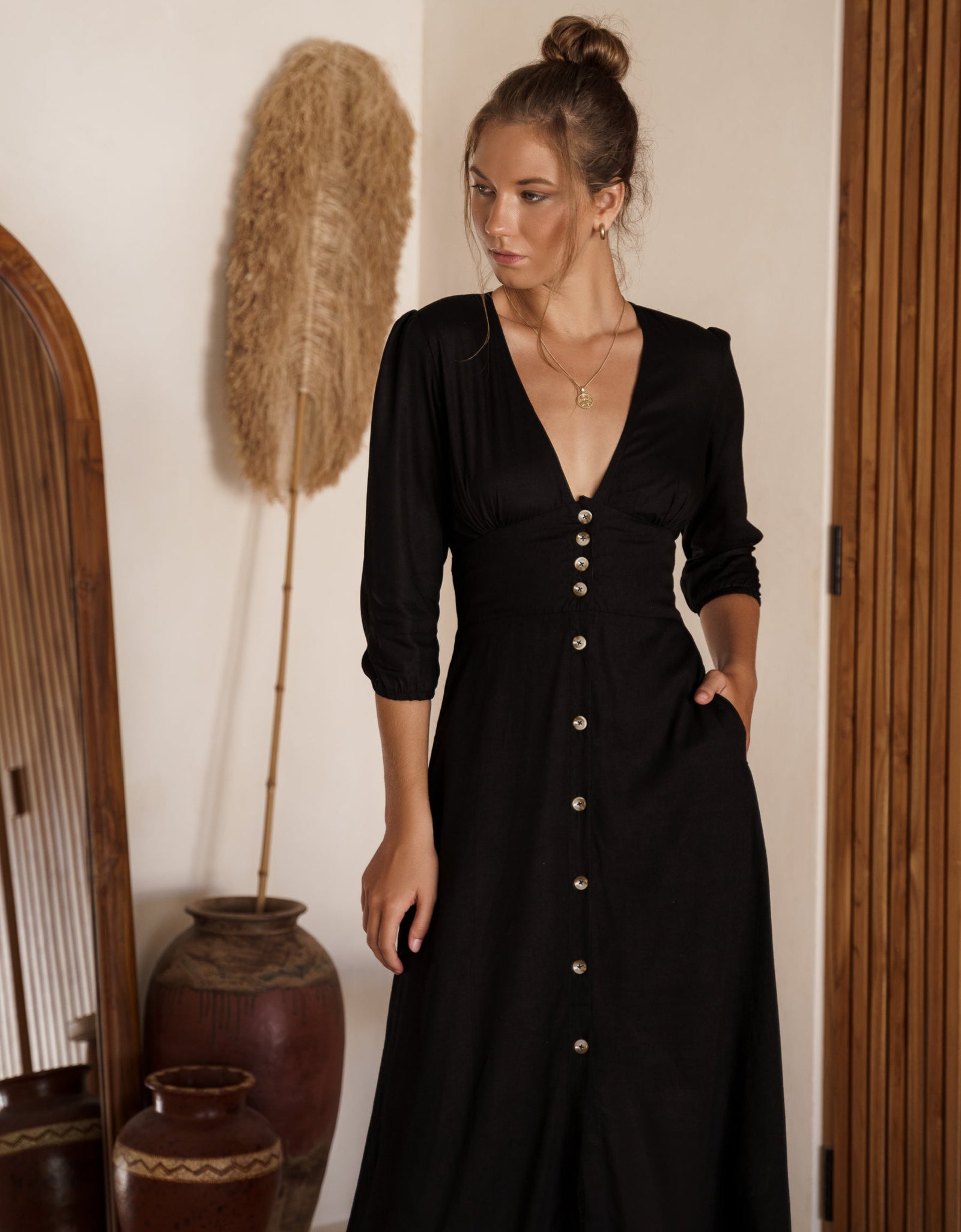 Whisper Light Button up Midi Dress by ELF