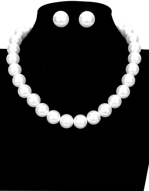 Load image into Gallery viewer, 12MM Pearl Necklace and Earring Set by Madeline Love
