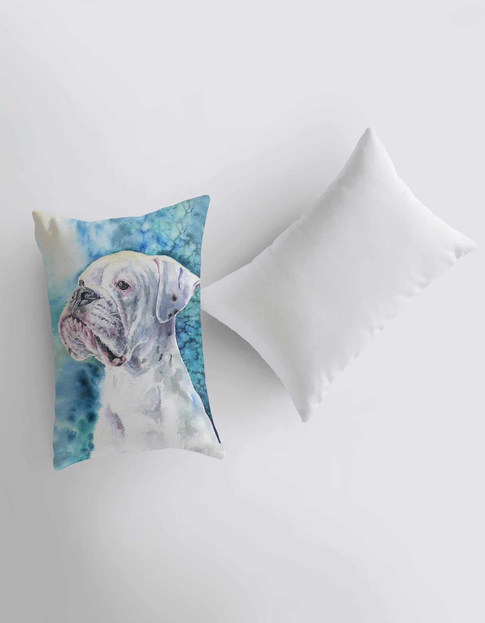 White Boxer | Watercolor Boxer | 12x18 | Pillow Cover |  Home Decor | Custom Dog Pillow | Boxer Mom  | Dog Lover Gift | Dog Mom Gift by UniikPillows