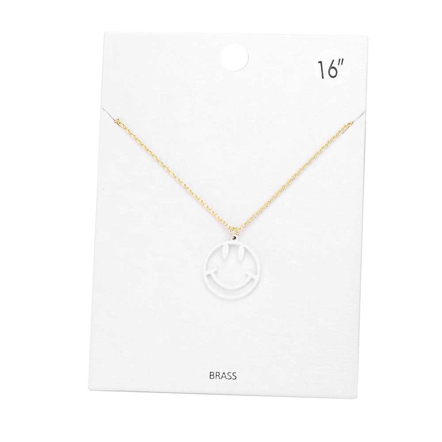 Fashionable Brass Metal Smile Pendant Necklace by Madeline Love