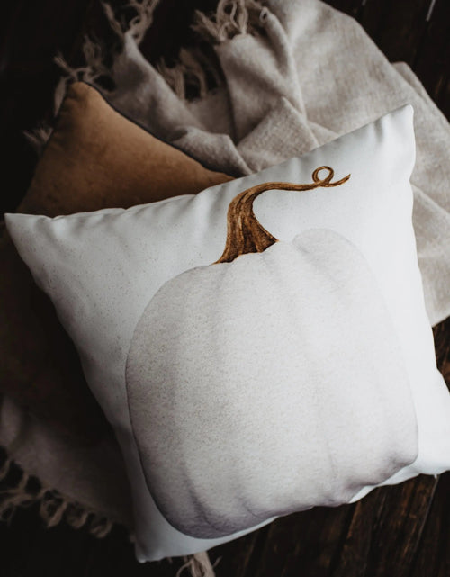 Load image into Gallery viewer, White Curly Stem Pumpkin Pillow Cover |   Primitive Farmhouse Decor | Farmhouse Pillows | Country Decor | Fall Throw Pillows | Gift for her by UniikPillows
