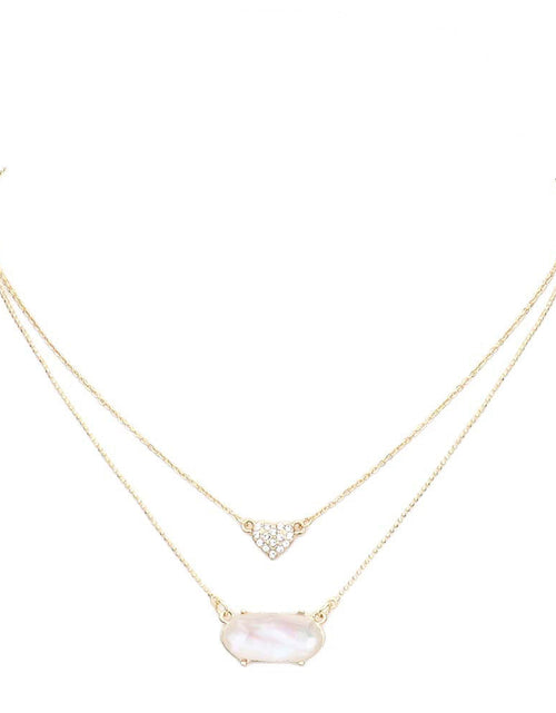 Load image into Gallery viewer, Heart Hexagon Bead Pendant Double Layered Necklace by Madeline Love
