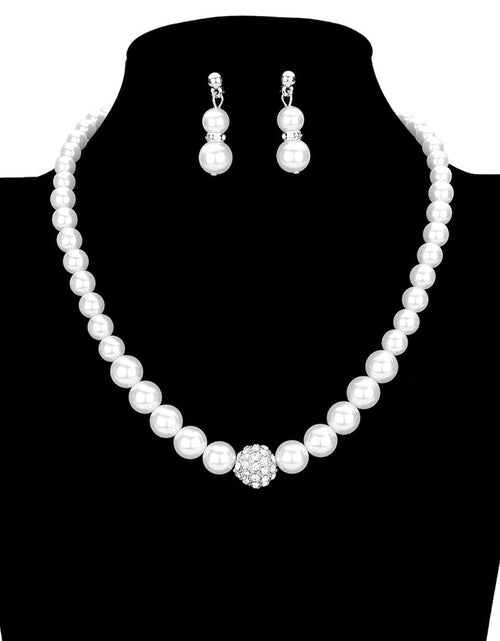 Load image into Gallery viewer, Pave Ball Pearl Strand Necklace by Madeline Love
