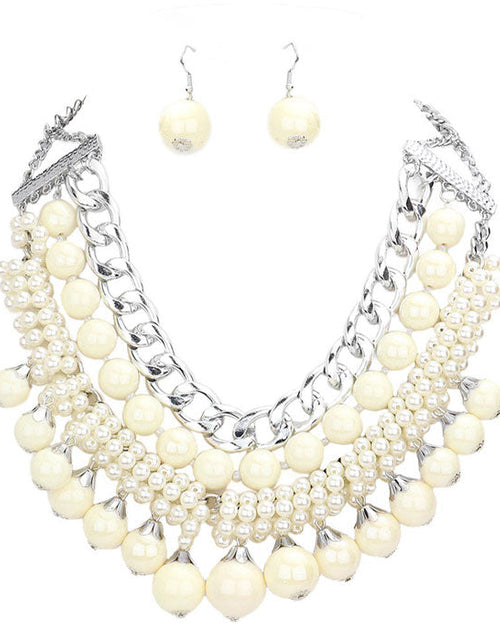 Load image into Gallery viewer, Pearl Chunky Metal Chain Statement Necklace by Madeline Love
