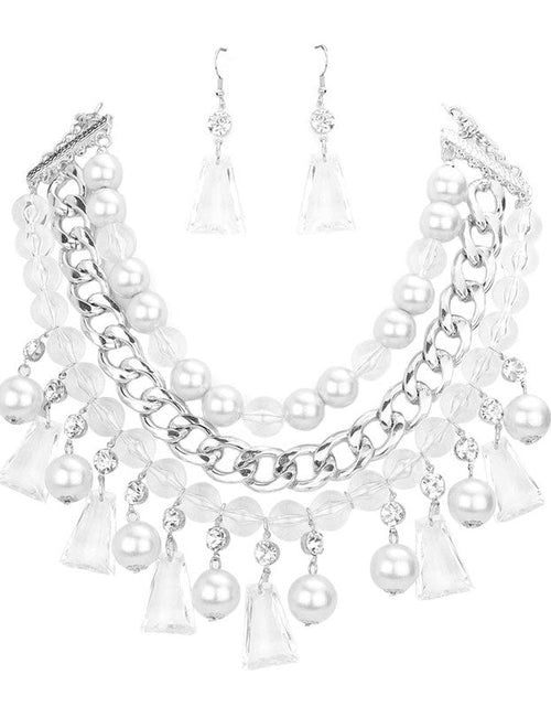 Load image into Gallery viewer, Pearl Lucite Bead Statement Necklace by Madeline Love
