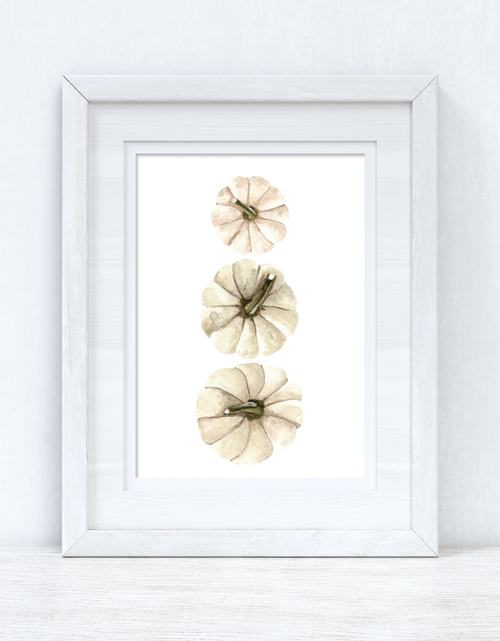 Load image into Gallery viewer, White Pumpkins Tier Autumn Seasonal Wall Home Decor Print by WinsterCreations™ Official Store
