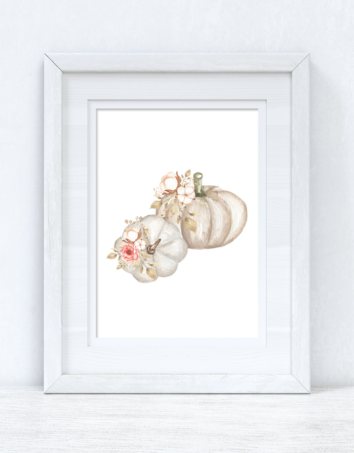 Load image into Gallery viewer, White Pumpkins Autumn Seasonal Wall Home Decor Print by WinsterCreations™ Official Store
