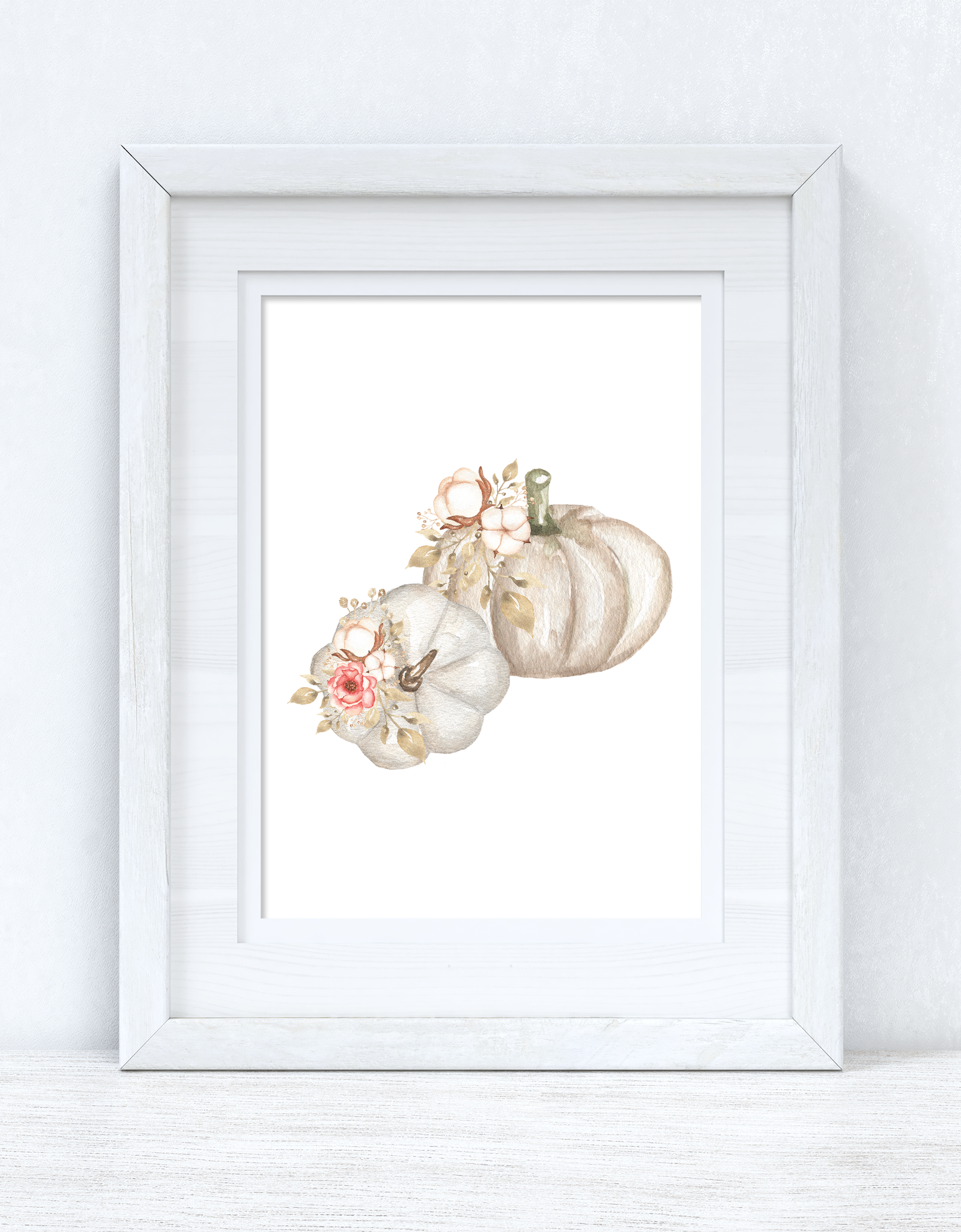 White Pumpkins Autumn Seasonal Wall Home Decor Print by WinsterCreations™ Official Store