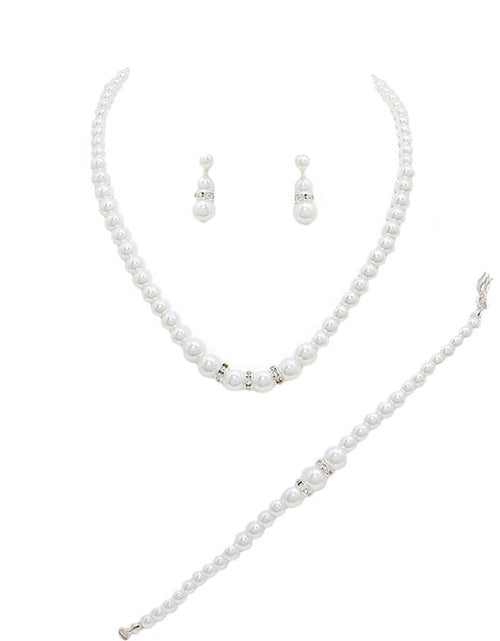 Load image into Gallery viewer, 3 Piece Pearl Necklaces Earring Bracelet Set by Madeline Love

