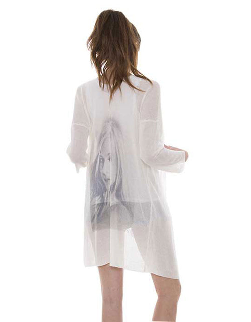 Load image into Gallery viewer, Solid Portrait Print on Back Cardigan by Madeline Love
