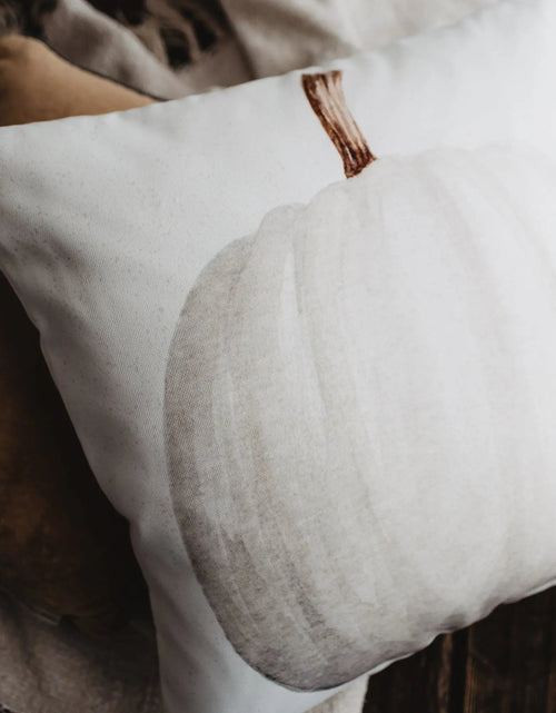 Load image into Gallery viewer, White Straight Stem Pumpkin Pillow Cover |   Primitive Farmhouse Decor | Farmhouse Pillows | Country Decor | Fall Throw Pillows | Gift by UniikPillows
