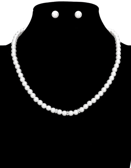 Load image into Gallery viewer, Triple Rhinestone Ring Pointed Pearl Necklace by Madeline Love
